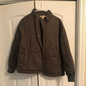 Green quilted bomber jacket